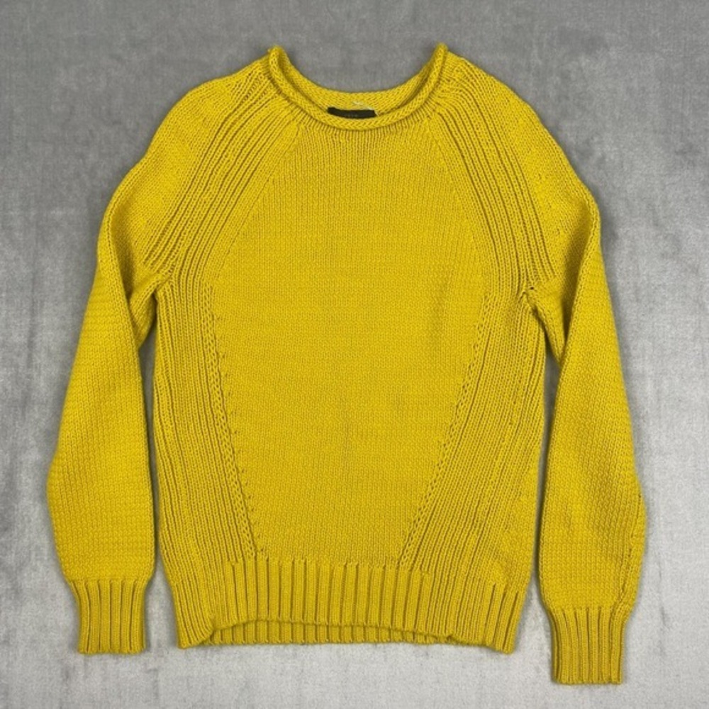 J‎ Crew Womens Sweater Size XXS Yellow Cotton Fisherman Cotton Cable Knit Preppy